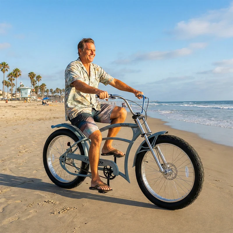 Tracer Santak GT 26" Chopper Stretch Cruiser Fat Tire Bike Single Speed