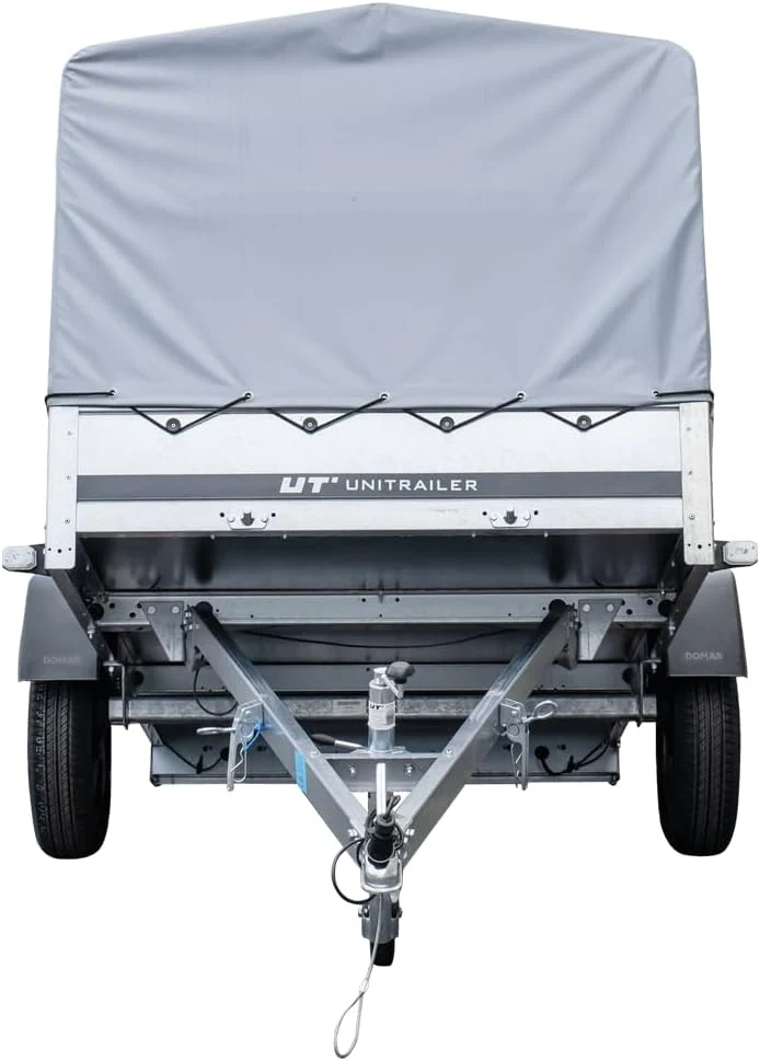 UNITRAILER Trailer Car 230 x 125 cm Garden Trailer 230 Tilting Unitrailer 750 kg with Jockey Wheel, Tarpaulin and High Arrow