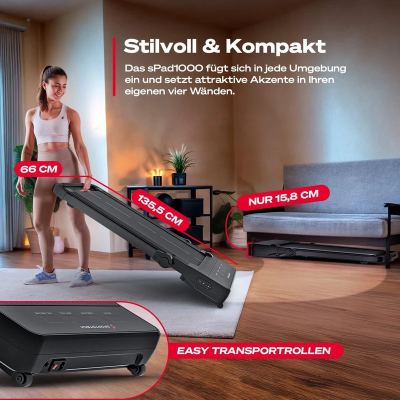 Sportstech sPad500 Laufband: Faltbar mit Steigung für Zuhause