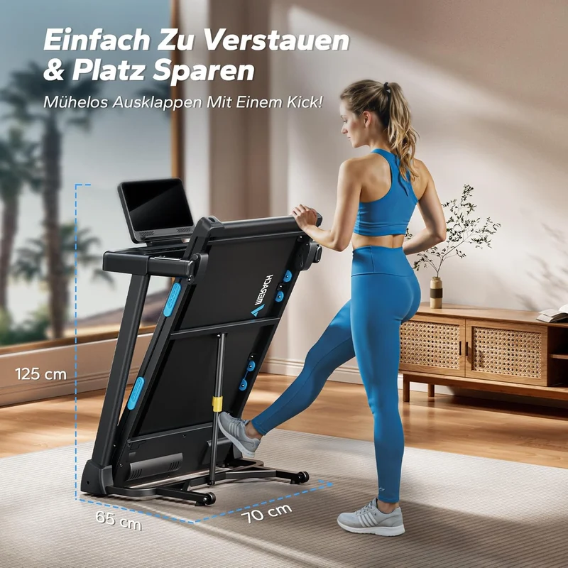 MERACH Klappbares Laufband: 2,5 PS, Steigung, 0,8–12 km/h für Zuhause
