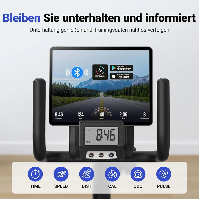 MERACH Liegeergometer: Heimtrainer mit Bluetooth und verstellbarer Rückenlehne