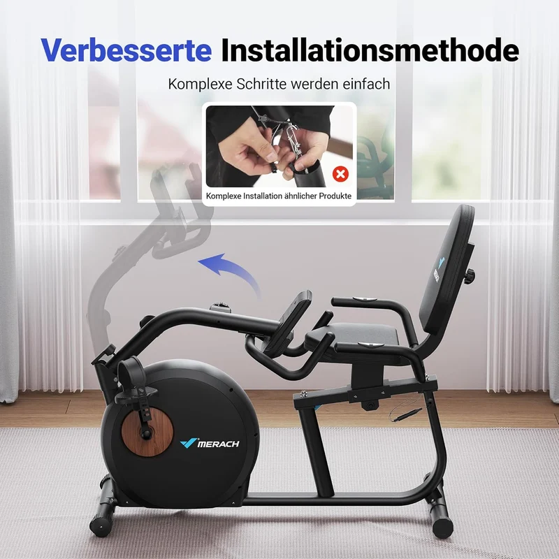MERACH Liegeergometer: Heimtrainer mit Bluetooth und verstellbarer Rückenlehne