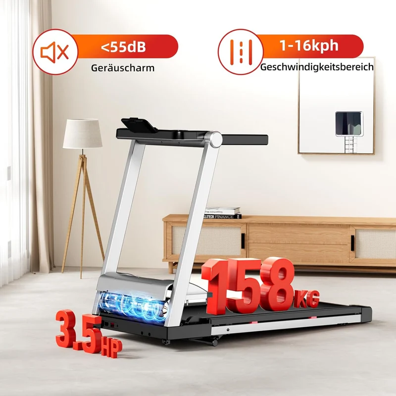 Superun Faltbares Heim-Laufband: Steigung, App & Trainingskurse