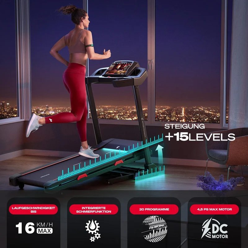 Sportstech F31s: Profi-Laufband, 4,5 PS, 16 km/h, Bluetooth & App