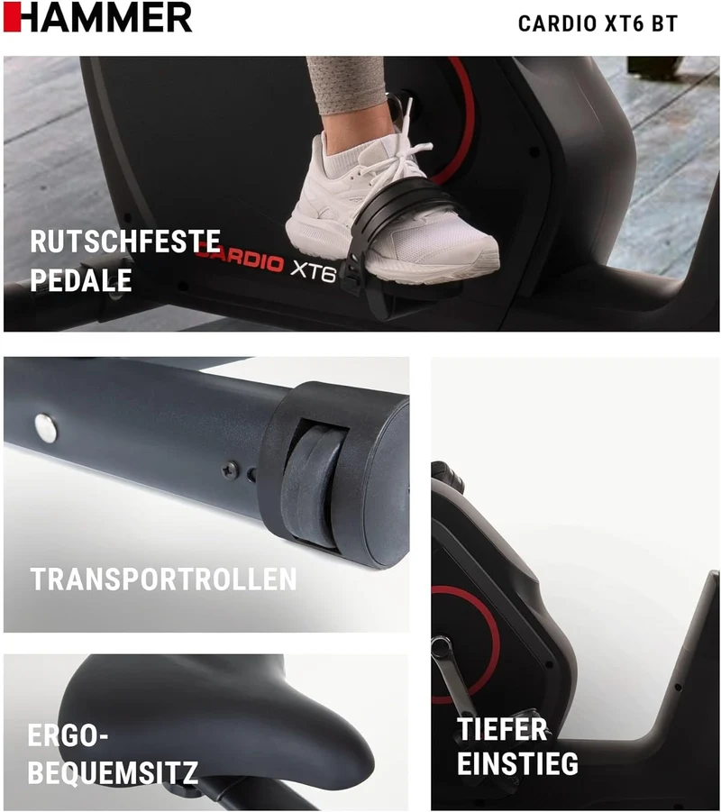 Hammer Cardio XT6/XT7 Ergometer Heimtrainer Fahrrad mit Bluetooth & App