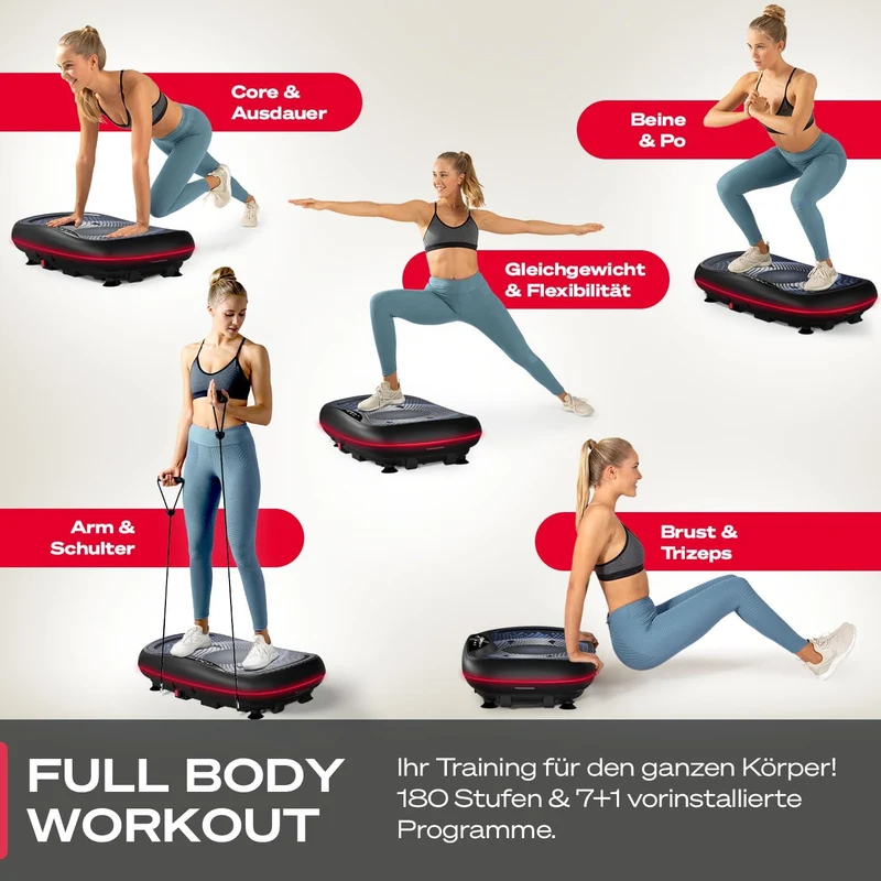 Sportstech 4D Vibrationsplatte: Smart LED, Bluetooth, Fitness & Yoga