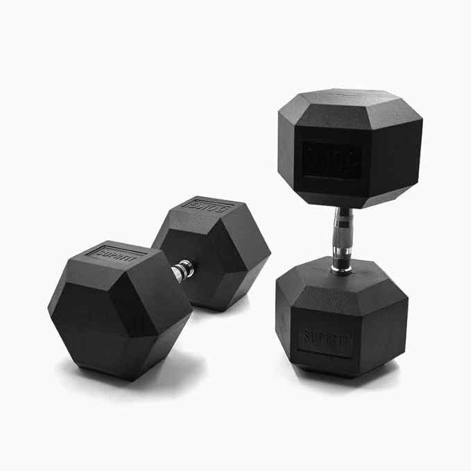 SUPRFIT Hexagon Kurzhanteln Paar: Gummierte Eisenkern Hanteln für Krafttraining