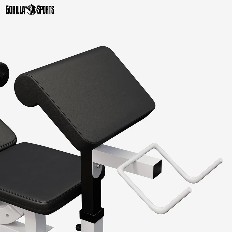 Gorilla Sports Hantelbank mit Gewichten, 170 cm Stange und Hantelset