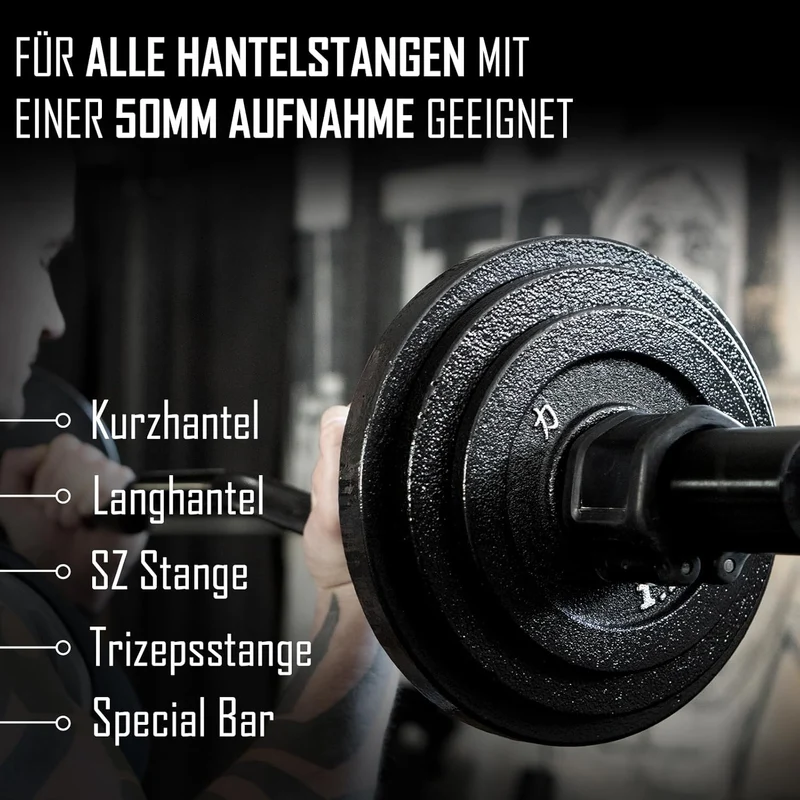Strength Shop Gusseisen Hantelscheiben: Robuste 50mm Gewichtsscheiben für Langhantel