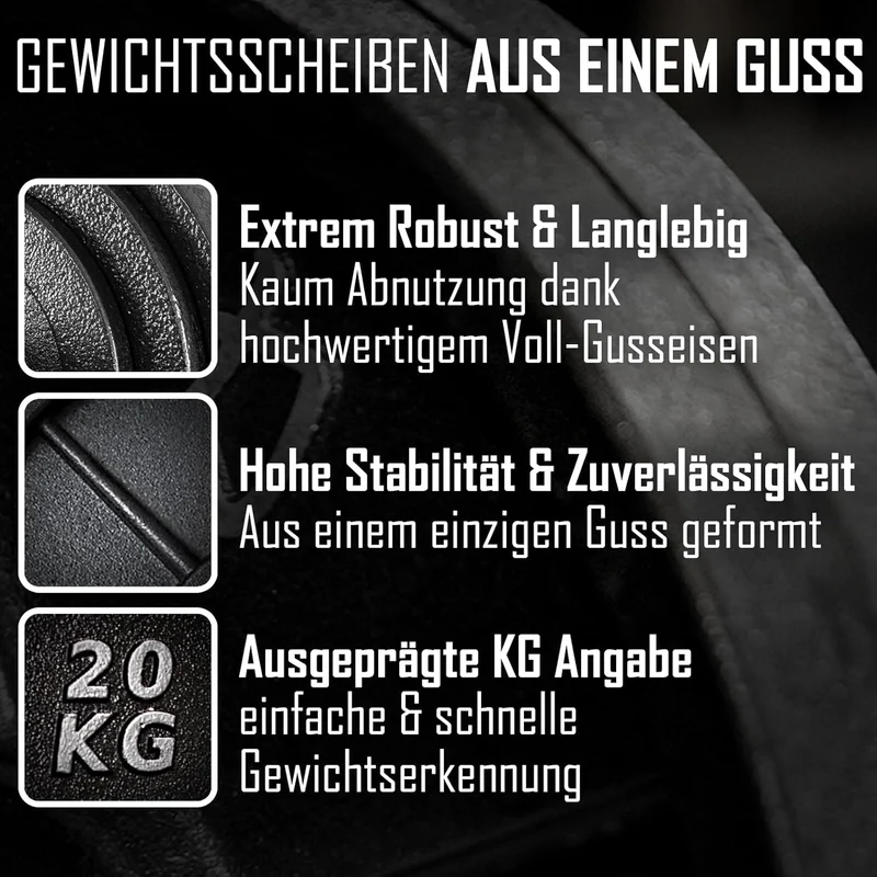 Strength Shop Gusseisen Hantelscheiben: Robuste 50mm Gewichtsscheiben für Langhantel