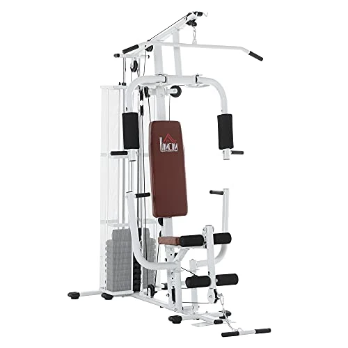HOMCOM Multistation: Kraftstation mit Latzug, Butterfly & 45 kg Gewichten