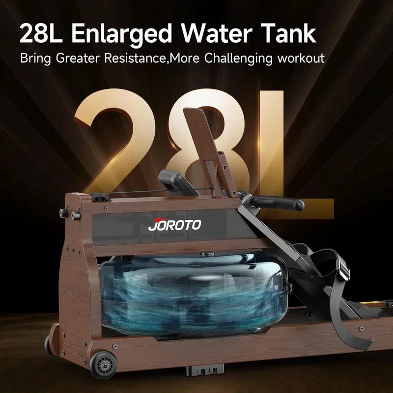 JOROTO MR380/MR390: Klappbares Eichenholz‑Rudergerät mit 28 L Tank und Bluetooth‑Monitor