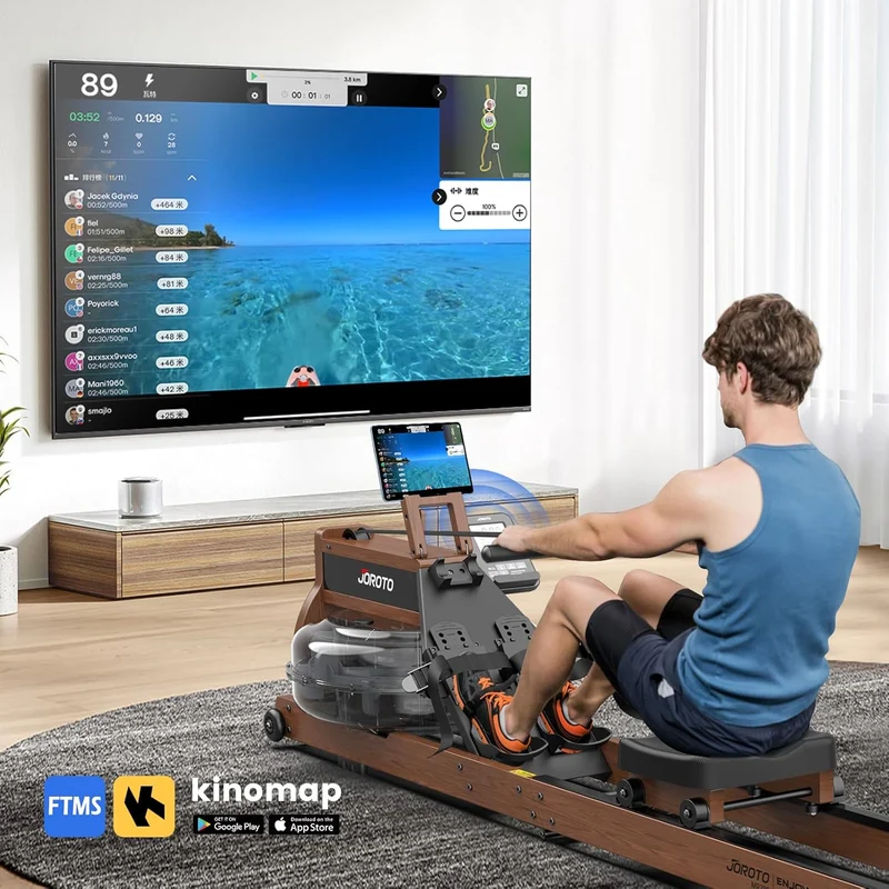JOROTO MR380/MR390: Klappbares Eichenholz‑Rudergerät mit 28 L Tank und Bluetooth‑Monitor