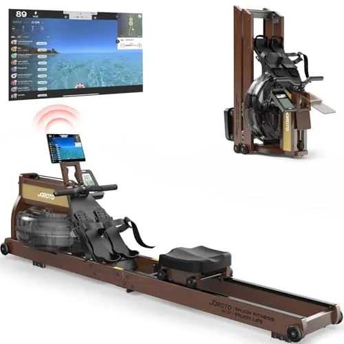 JOROTO MR380/MR390: Klappbares Eichenholz‑Rudergerät mit 28 L Tank und Bluetooth‑Monitor